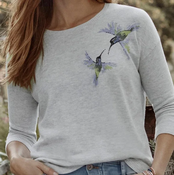 J. Jill Hummingbird Sweater Gray Size 2X Relaxed - Picture 1 of 10